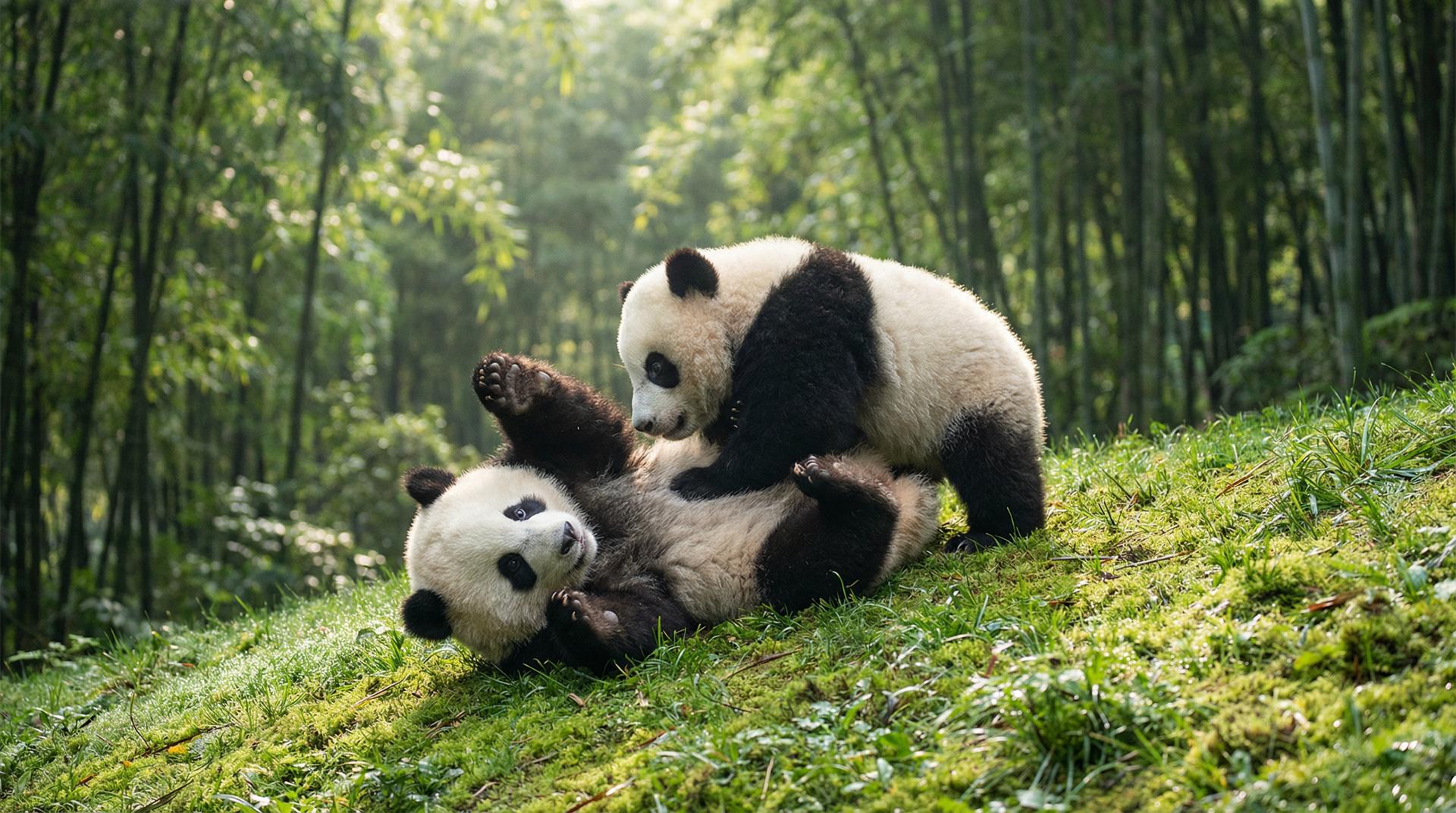 双飞熊猫嬉戏视频